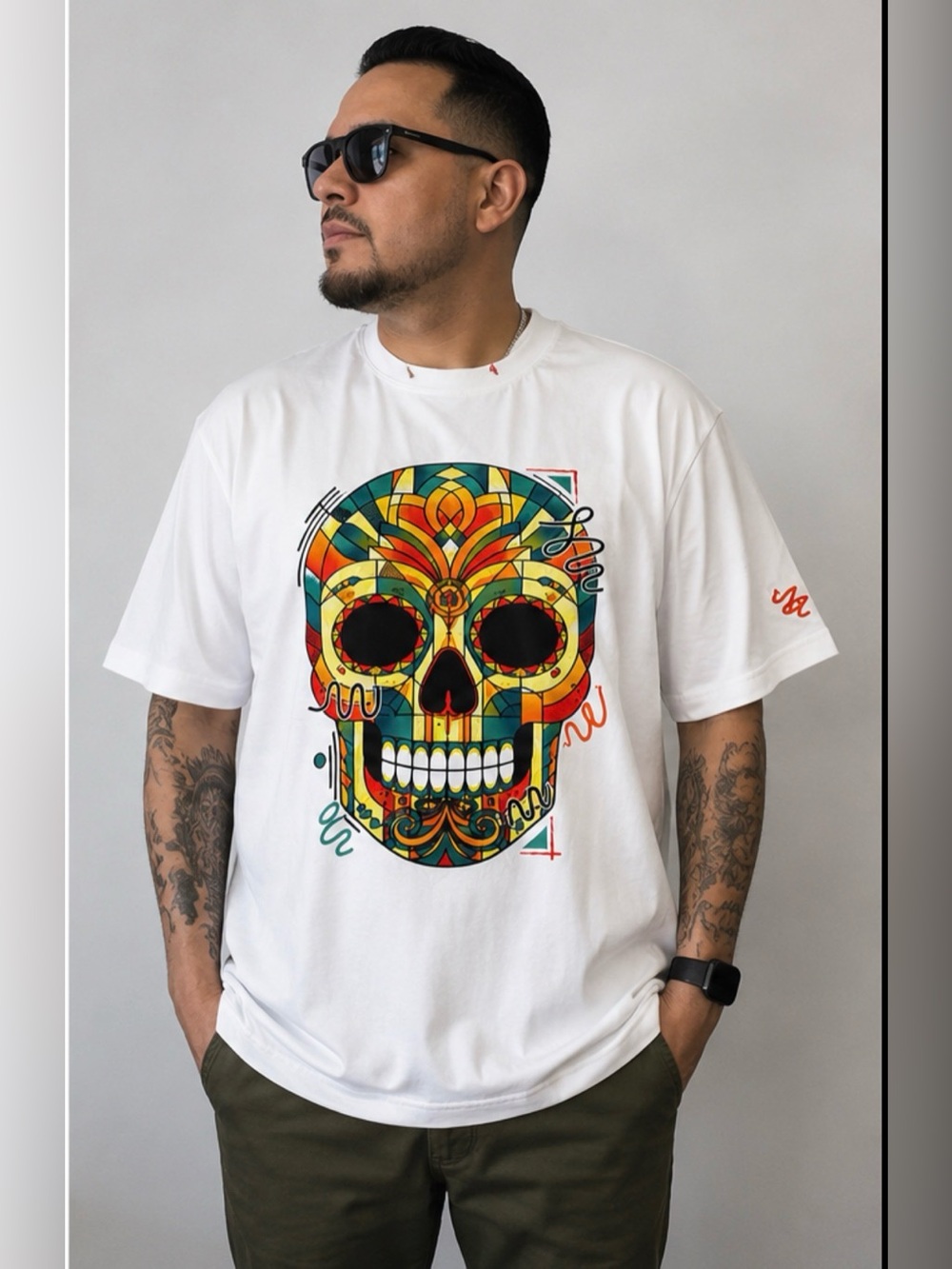 NWT Ay Guey Graphic Skull T-Shirt Men’s 4XL White Short Sleeve New With Tags